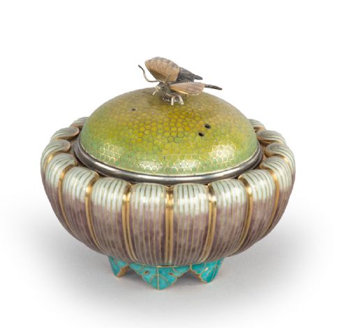 exquisite japanese cloisonne enamel koro incense burner - CATEGORY: ANTIQUE MISCELLANEOUS - DATED 1900
