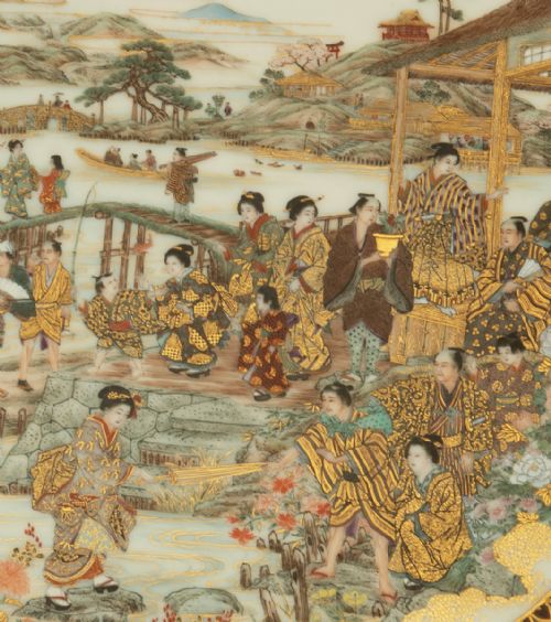 LARGE RARE JAPANESE SATSUMA PORCELAIN PANEL - ADDITIONAL PHOTO 7