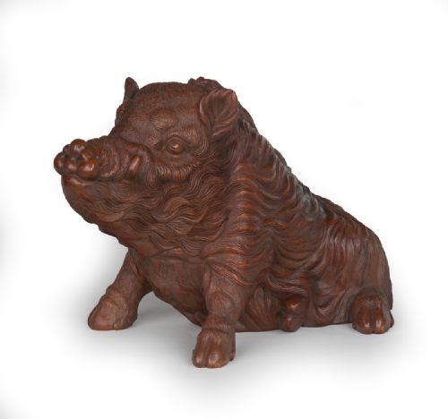 JAPANESE WILD BOAR OKIMONO BY IMPERIAL ARTIST ISHIKAWA KOMEI - ADDITIONAL PHOTO 8