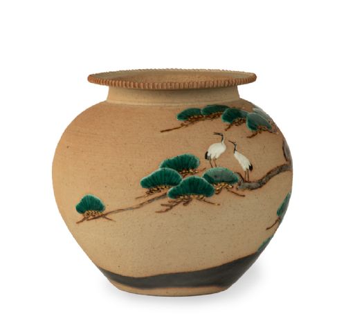 CAPTIVATING JAPANESE STONEWARE JARDINIERE BY MAKUZU KOZAN II - ADDITIONAL PHOTO 1