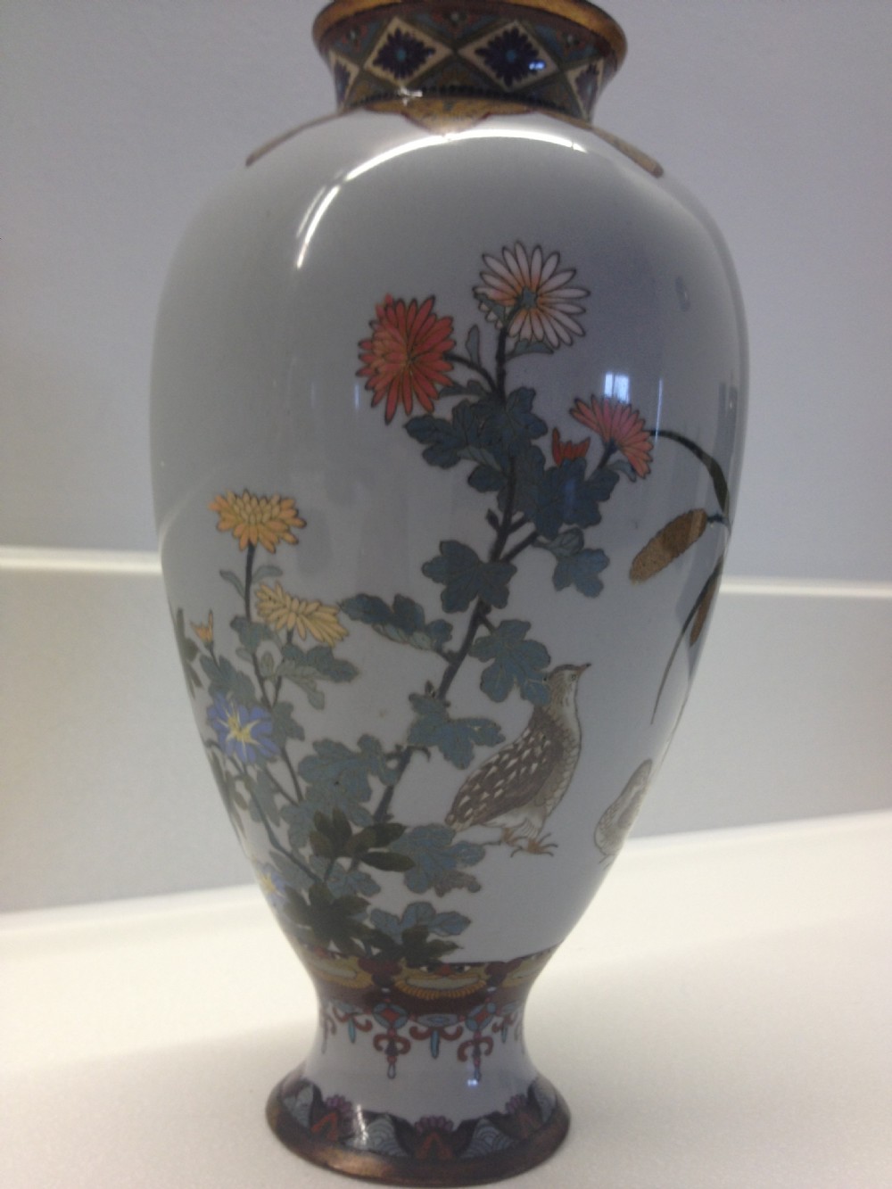 FINE QUALITY JAPANESE CLOISONNE VASE MEIJI PERIOD View V