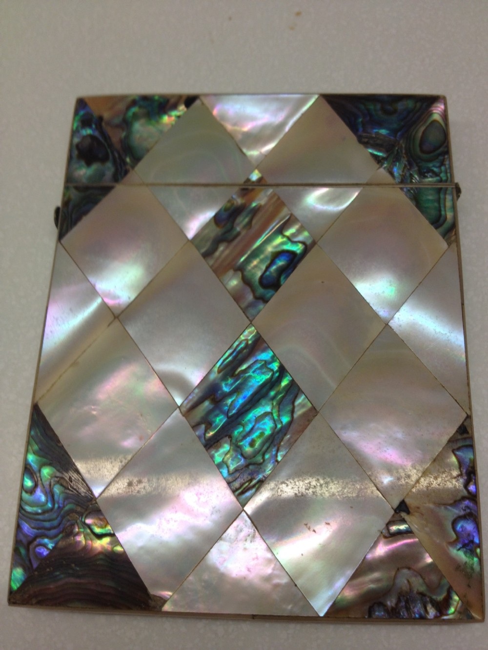 FABULOUS CONDITION ABALONE & MOTHER OF PEARL CARD CASE View III