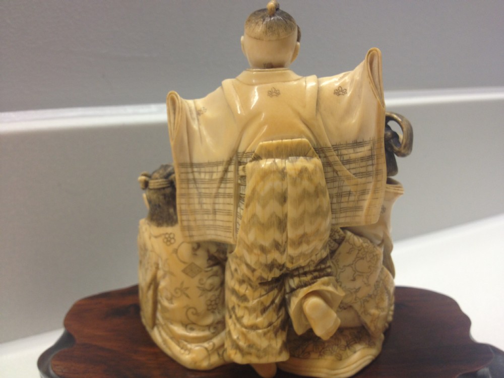 ONE PIECE JAPANESE IVORY GEISHA OKIMONO SIGNED View V