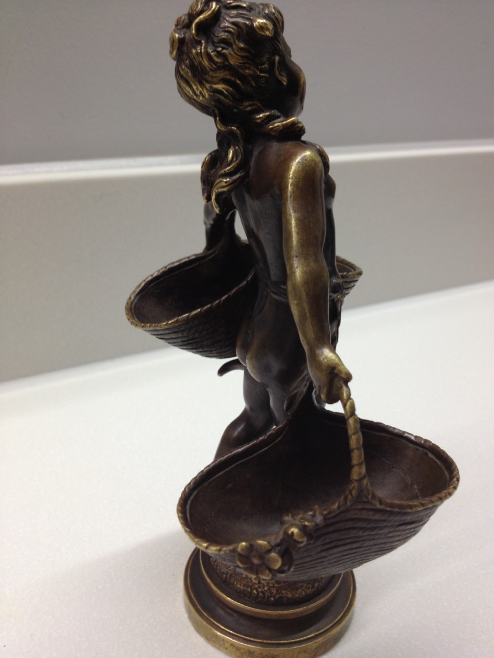 SCANTILY CLAD BRONZE MAIDEN CARRYING BASKETS AUGUSTUS MOREAU 1855-1919 View III