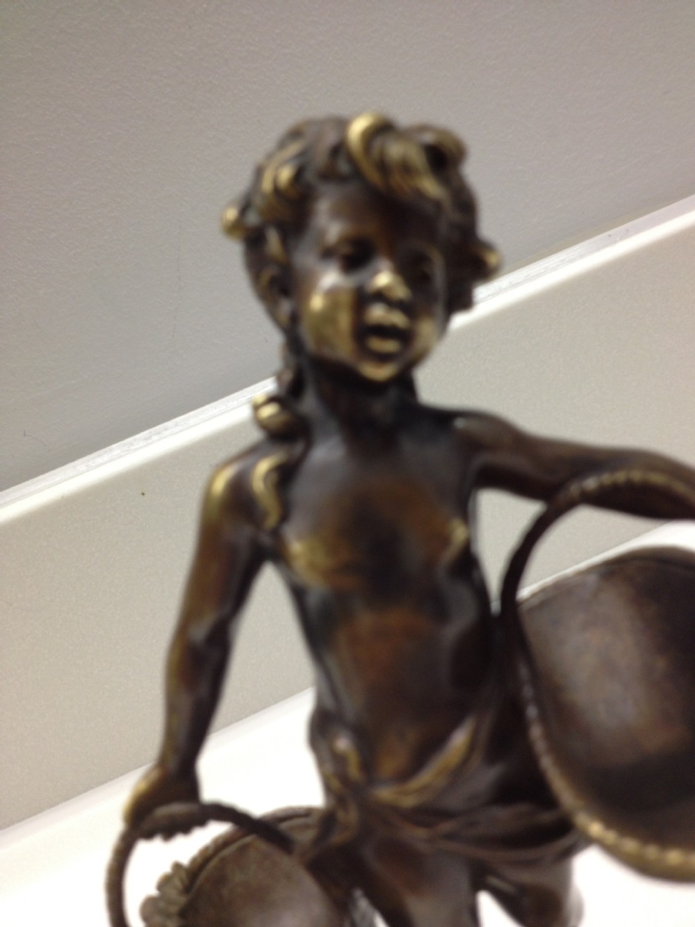 SCANTILY CLAD BRONZE MAIDEN CARRYING BASKETS AUGUSTUS MOREAU 1855-1919 View V