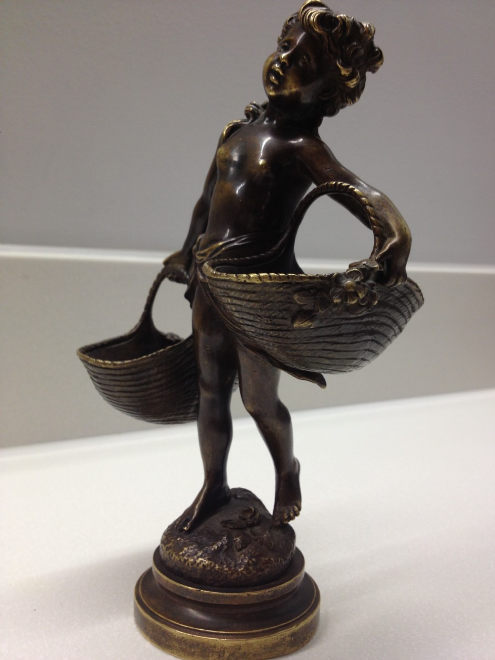 SCANTILY CLAD BRONZE MAIDEN CARRYING BASKETS AUGUSTUS MOREAU 1855-1919 View VI