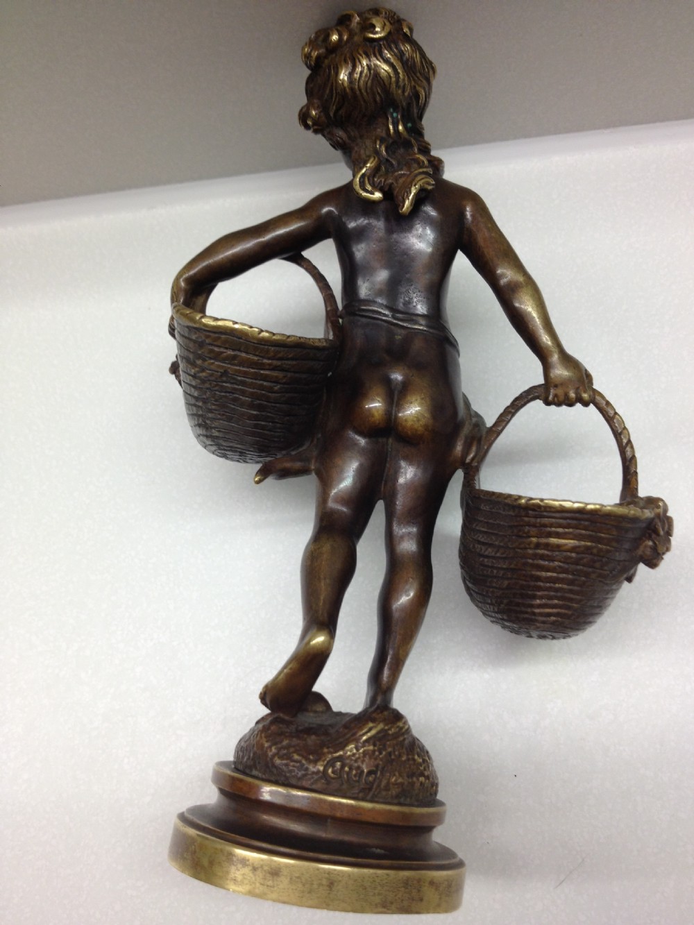 SCANTILY CLAD BRONZE MAIDEN CARRYING BASKETS AUGUSTUS MOREAU 1855-1919 View XI