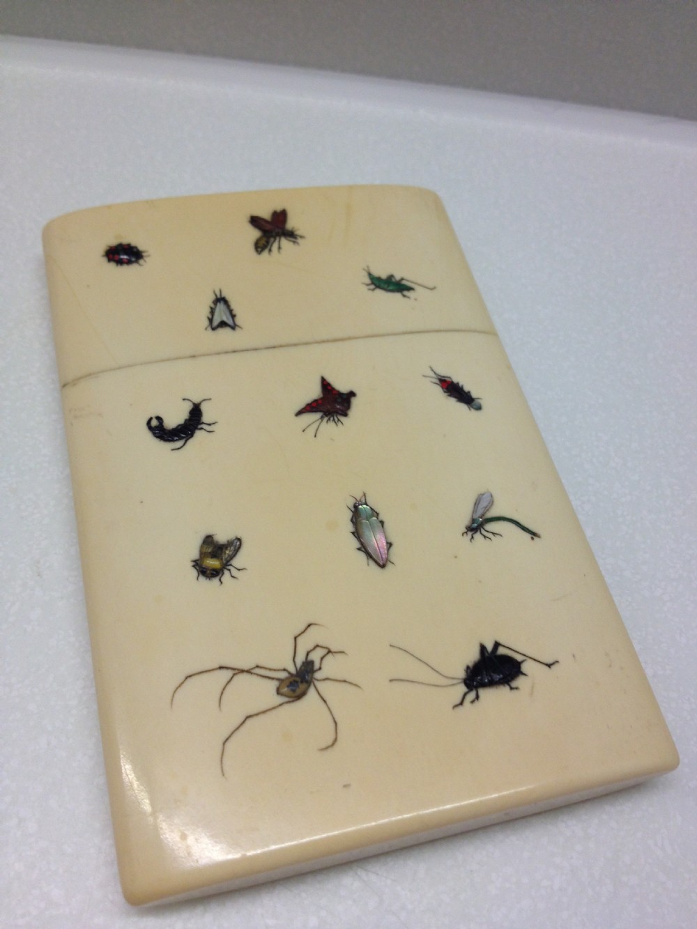 RARE JAPANESE IVORY SHIBAYAMA INLAID CARD CASE mEIJI PERIOD 1868-1912 View III