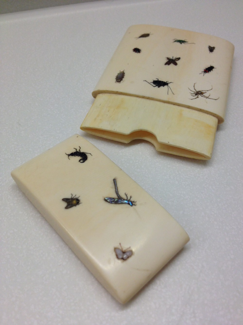 RARE JAPANESE IVORY SHIBAYAMA INLAID CARD CASE mEIJI PERIOD 1868-1912 View V
