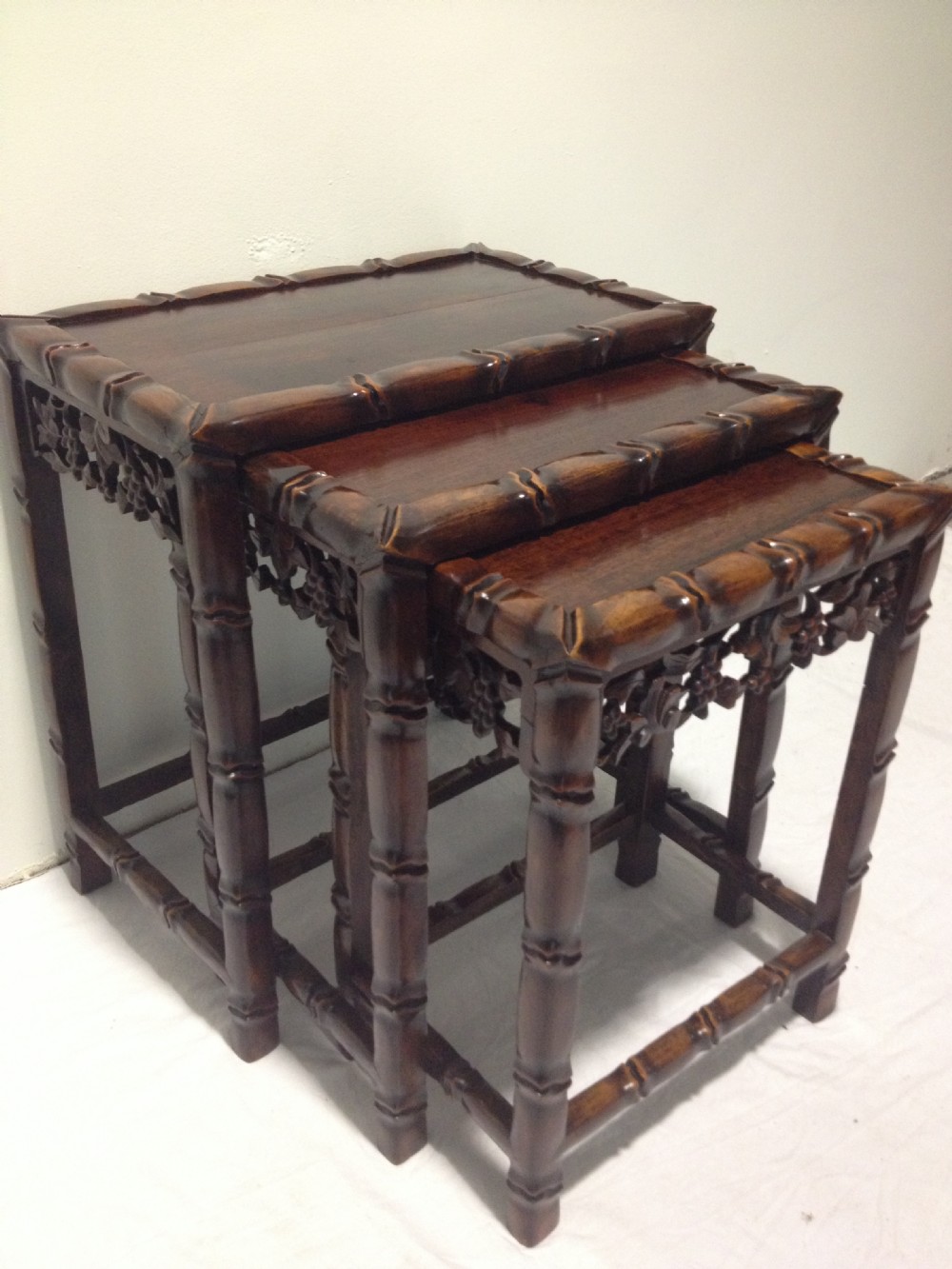 NOW HALF PRICE !!! CHINESE HARDWOOD NEST OF TABLES View IV