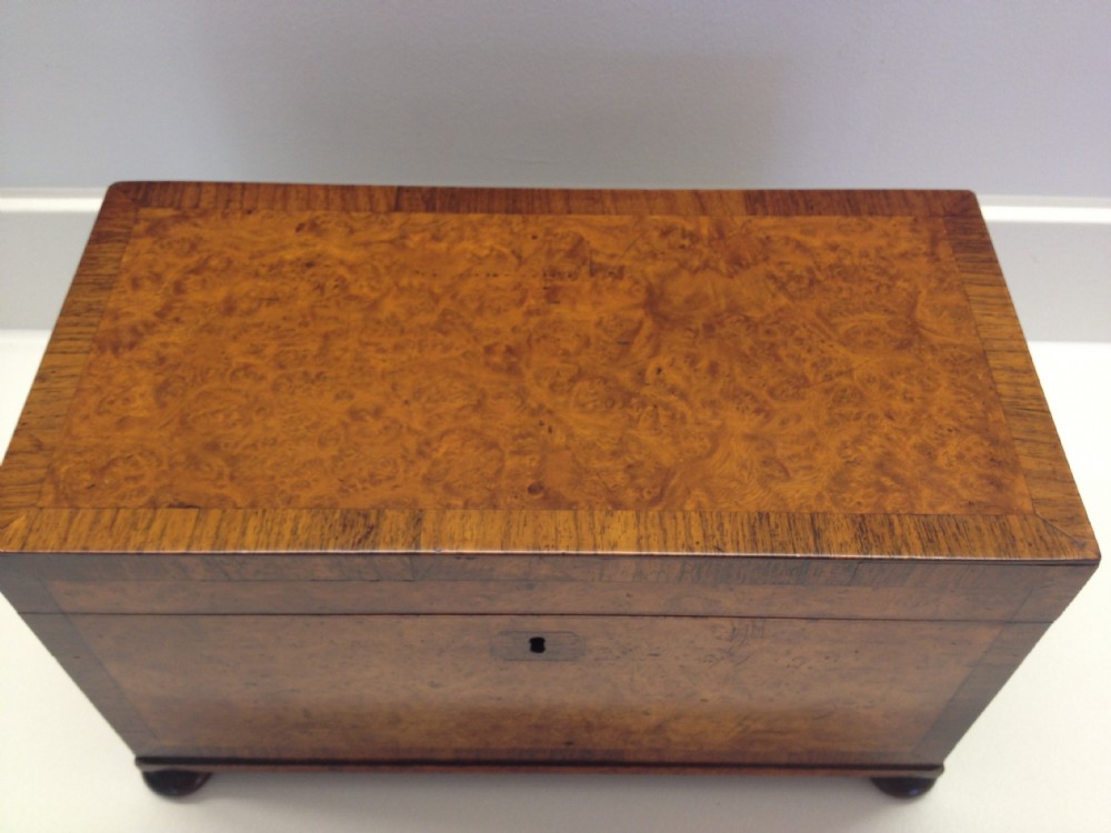 IMPRESSIVE GEORGIAN POLLARD OAK & ROSEWOOD TEA CADDY View III