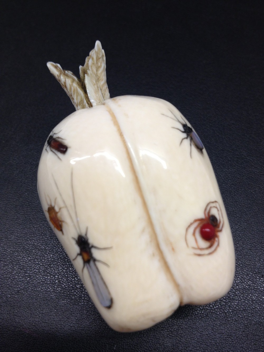 SUPERB JAPANESE IVORY SHIBAYAMA INLAID FRUIT SIGNED MEIJI PERIOD 1868-1912