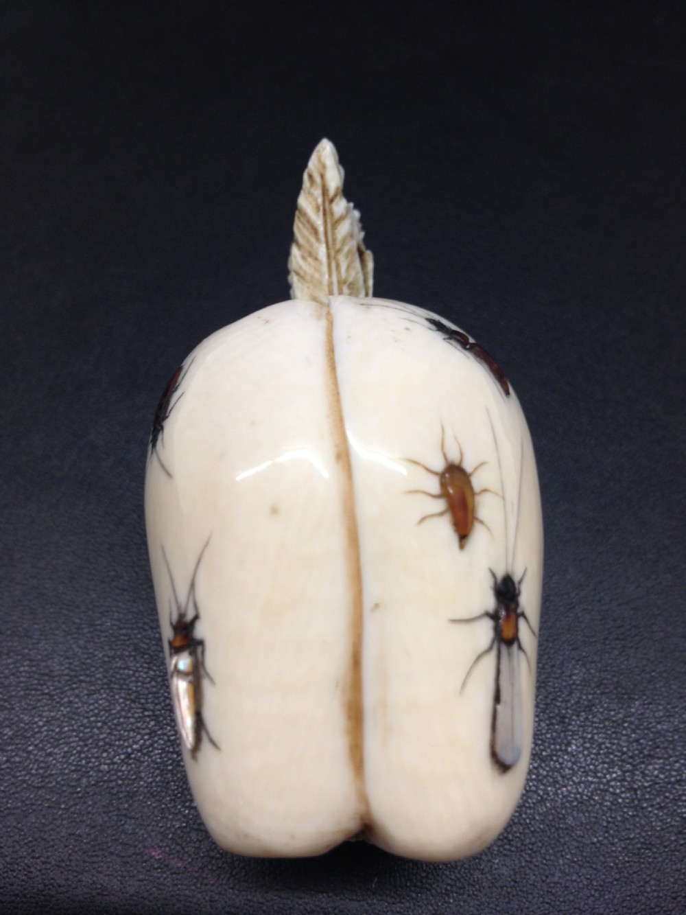 SUPERB JAPANESE IVORY SHIBAYAMA INLAID FRUIT SIGNED MEIJI PERIOD 1868-1912 View II