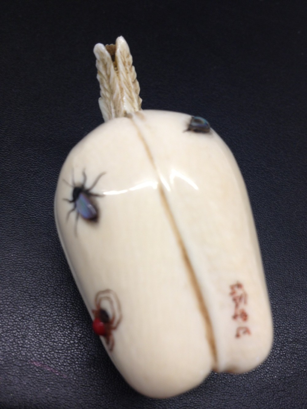 SUPERB JAPANESE IVORY SHIBAYAMA INLAID FRUIT SIGNED MEIJI PERIOD 1868-1912 View IV