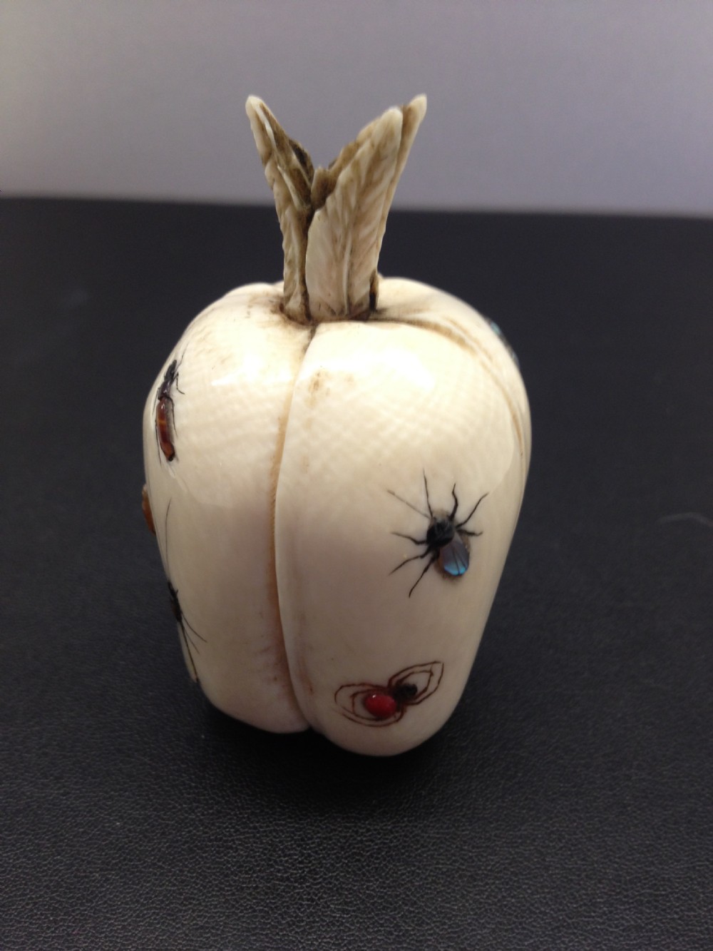 SUPERB JAPANESE IVORY SHIBAYAMA INLAID FRUIT SIGNED MEIJI PERIOD 1868-1912 View V