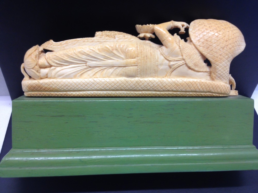 FINE QUALITY INDIAN IVORY RECLINING GODDESS ON STAND View VI