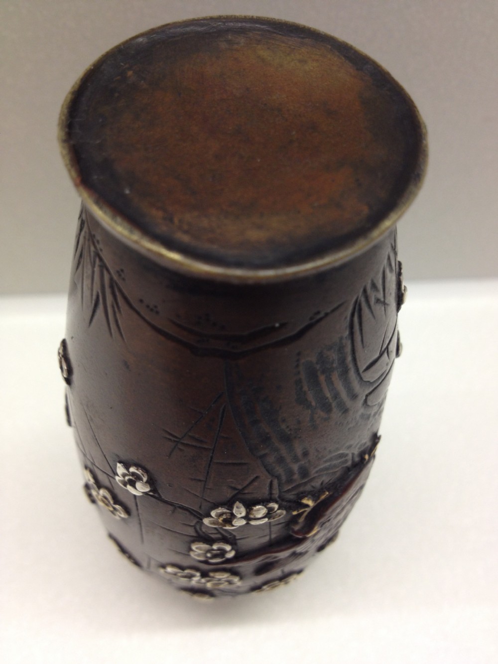 JAPANESE BRONZE AND OVERLAID MIXED METAL VASE MEIJI View VIII