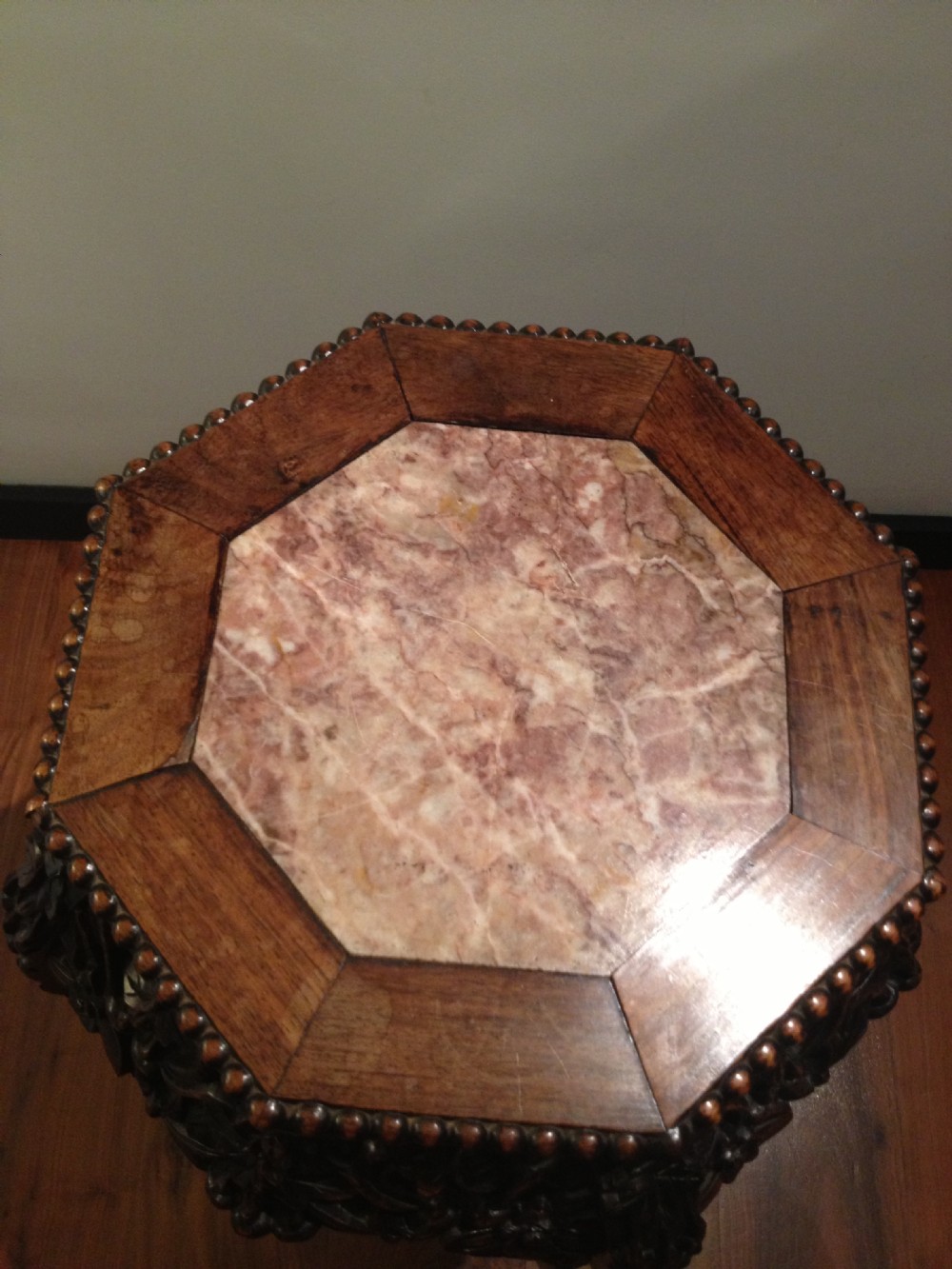 FINE QUALITY 19TH C CHINESE HARDWOOD MARBLE TOP PLANT STAND View III