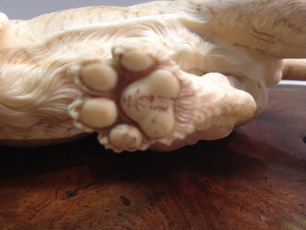MAGNIFICENT QUALITY LARGE JAPANESE IVORY OKIMONO TIGER MEIJI PERIOD View X