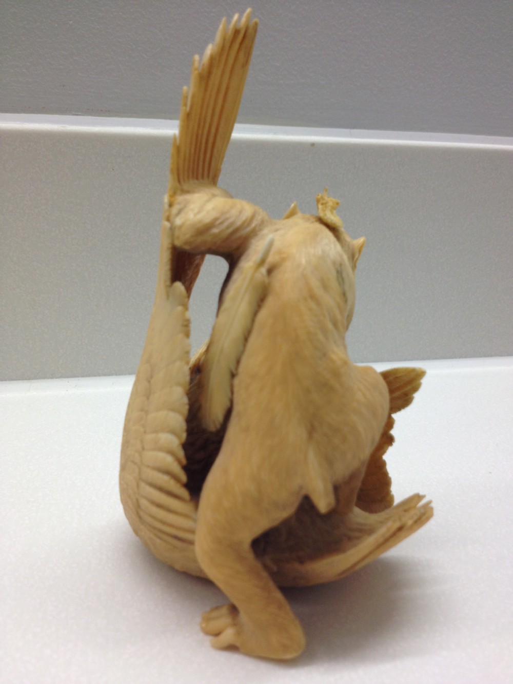 MAGNIFICENT QUALITY JAPANESE IVORY OKIMONO MONKEY AND EAGLE View IV