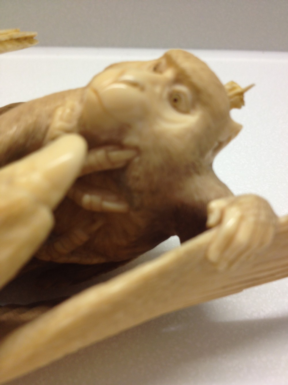 MAGNIFICENT QUALITY JAPANESE IVORY OKIMONO MONKEY AND EAGLE View X