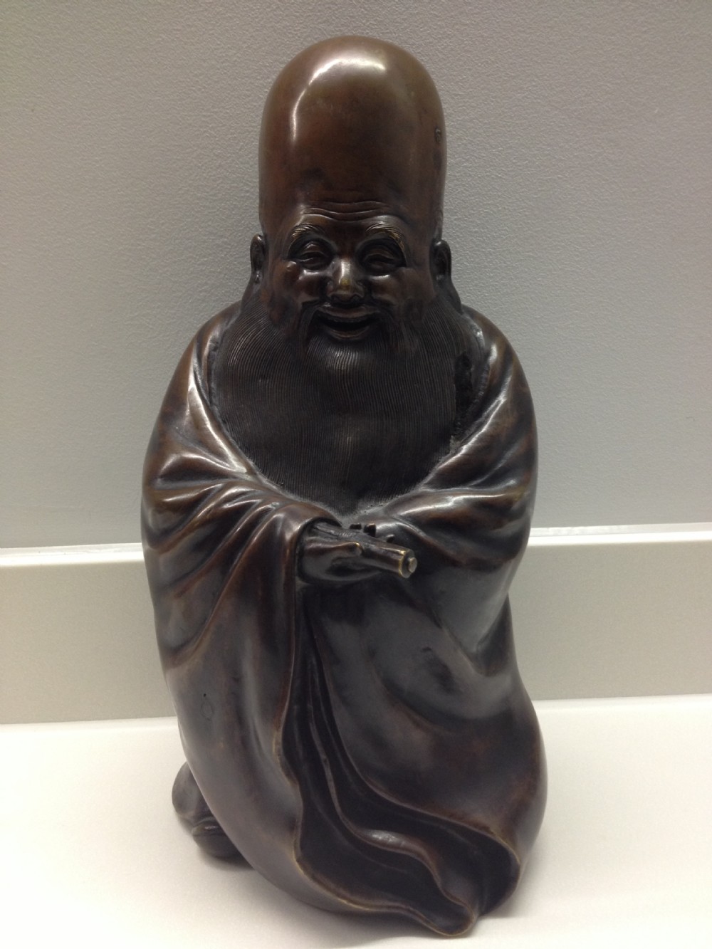 LARGE JAPANESE BRONZE FIGURE OF FUKUROKUJU MEIJI PERIOD