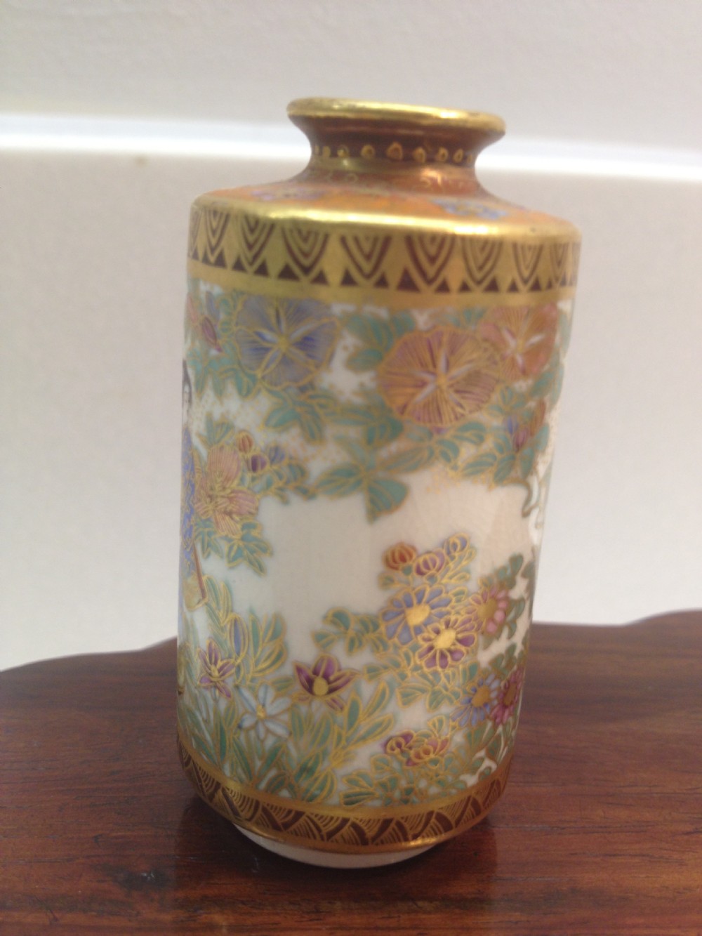 NICE PAIR OF MINIATURE JAPANESE SATSUMA VASES  View V