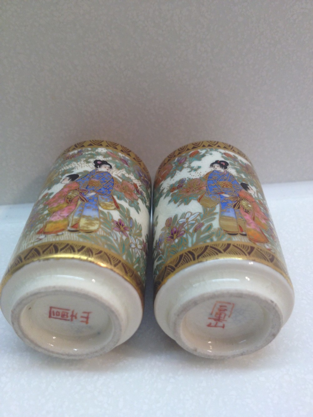 NICE PAIR OF MINIATURE JAPANESE SATSUMA VASES  View VIII