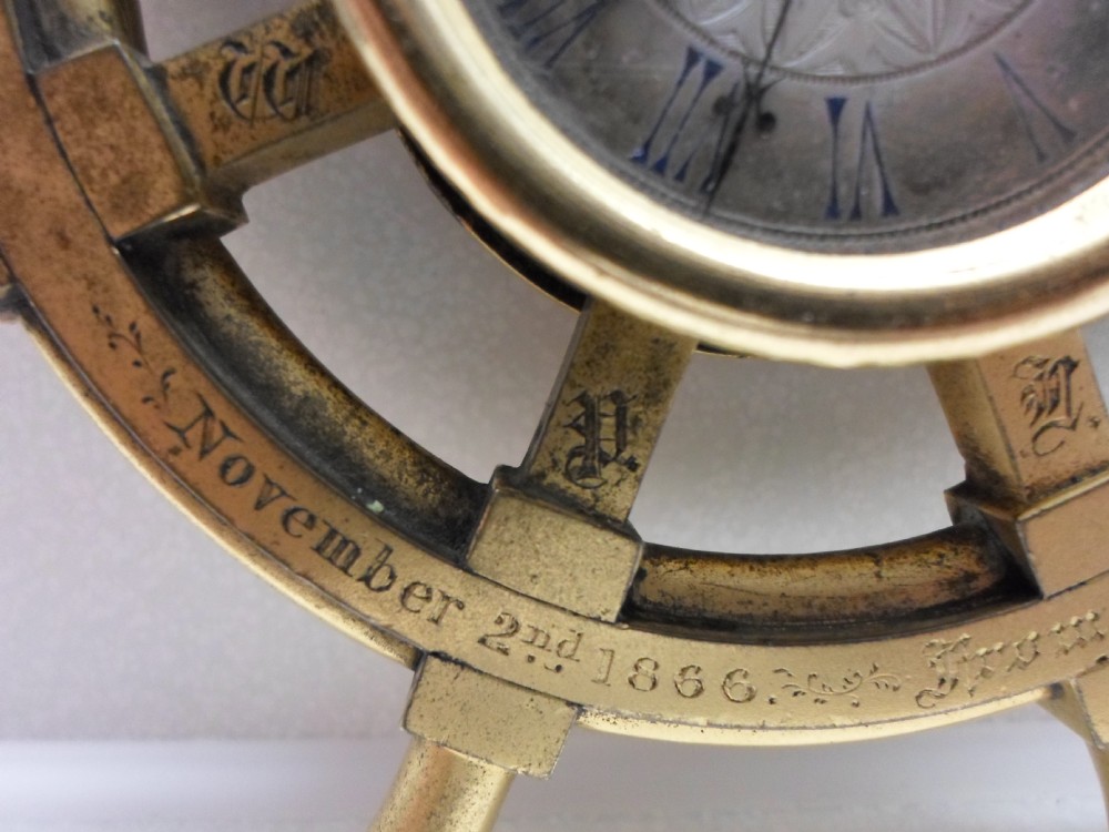 VICTORIAN GILT BRONZE NAUTICAL DESK CLOCK HOWELL JAMES & CO 1866 View VIII