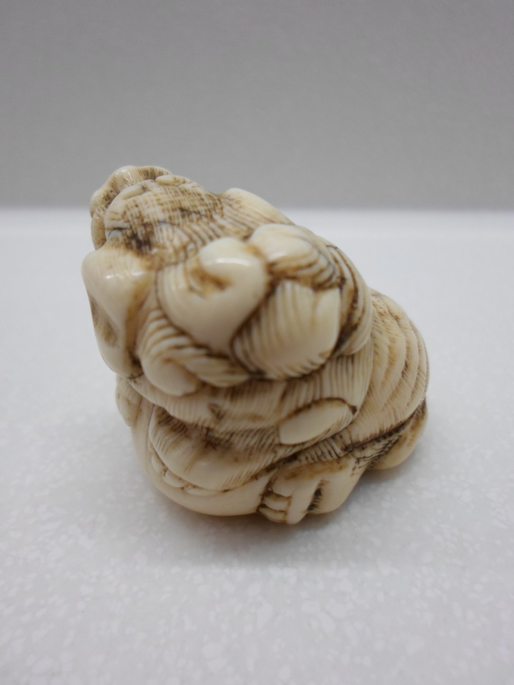 FINE 18TH CENTURY JAPANESE IVORY NETSUKE SHI SHI DOG View III