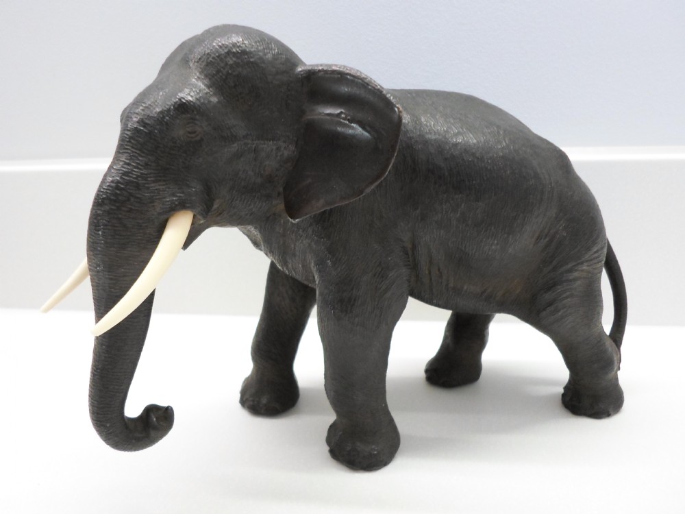 FINE QUALITY JAPANESE BRONZE AND IVORY ELEPHANT MEIJI 1868 - 1912