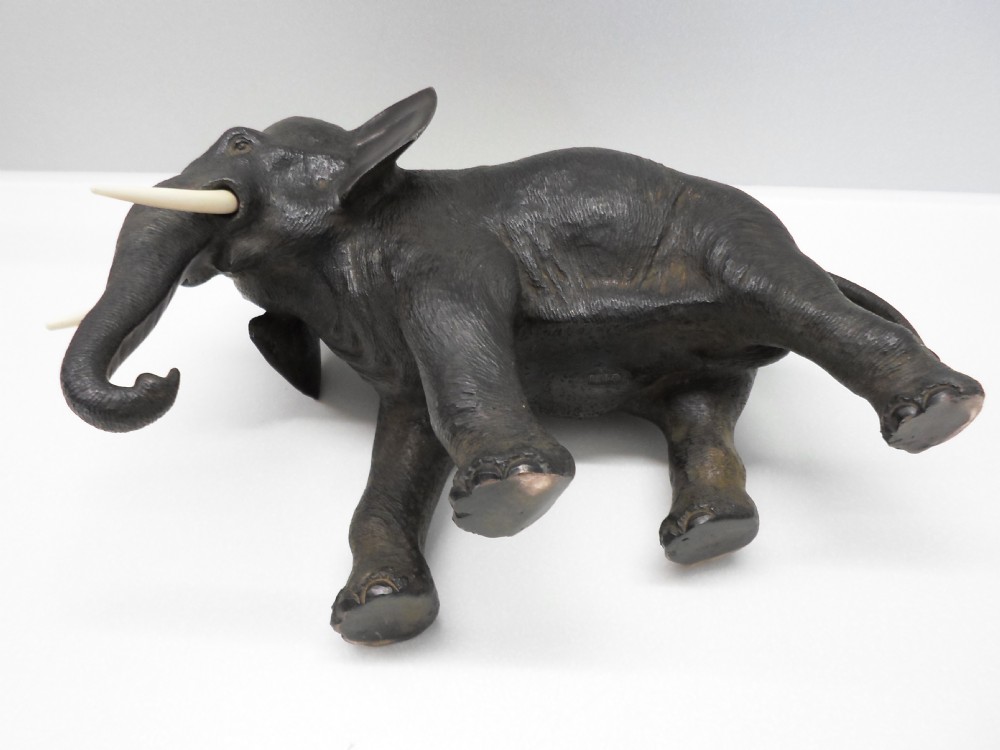 FINE QUALITY JAPANESE BRONZE AND IVORY ELEPHANT MEIJI 1868 - 1912 View VIII
