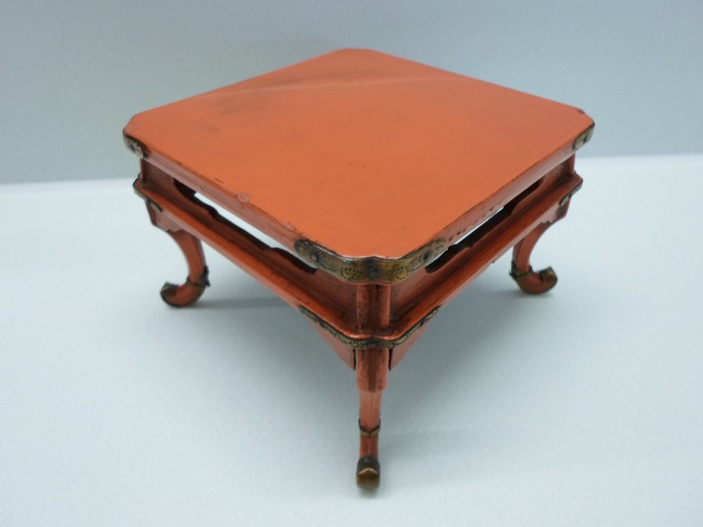 SMALL CHINESE LACQUERED GILT METAL MOUNTED DISPLAY STAND