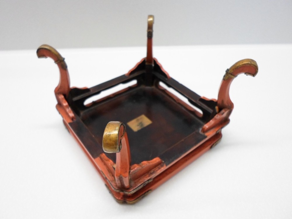 SMALL CHINESE LACQUERED GILT METAL MOUNTED DISPLAY STAND View V