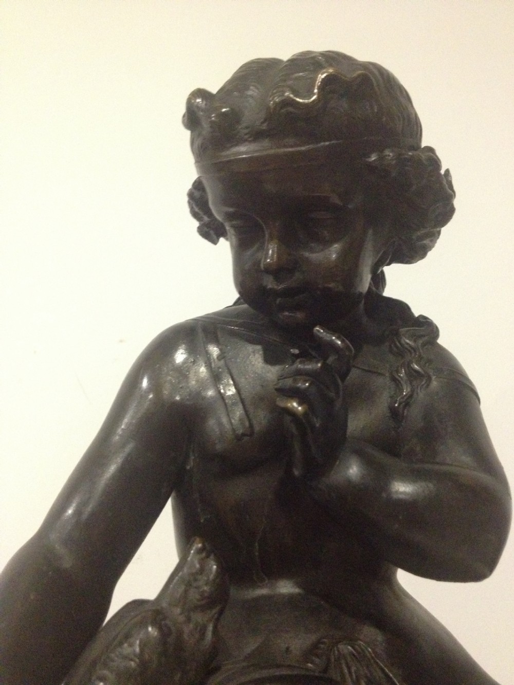 SUPERB LARGE VICTORIAN BRONZE GROUP GIRL WITH DOG View IV
