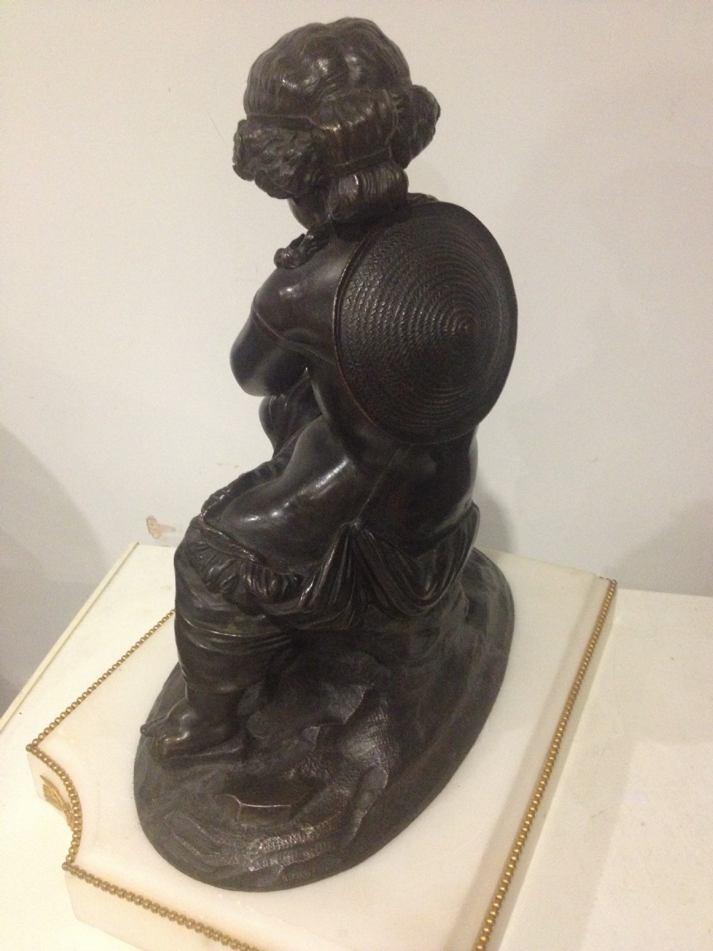 SUPERB LARGE VICTORIAN BRONZE GROUP GIRL WITH DOG View VII
