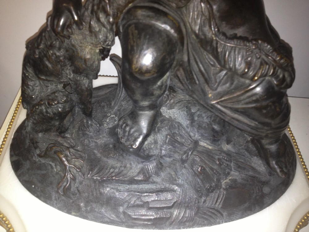 SUPERB LARGE VICTORIAN BRONZE GROUP GIRL WITH DOG View IX