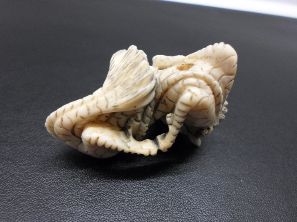 JAPANESE IVORY NETSUKE DRAGON AND RAT  View III