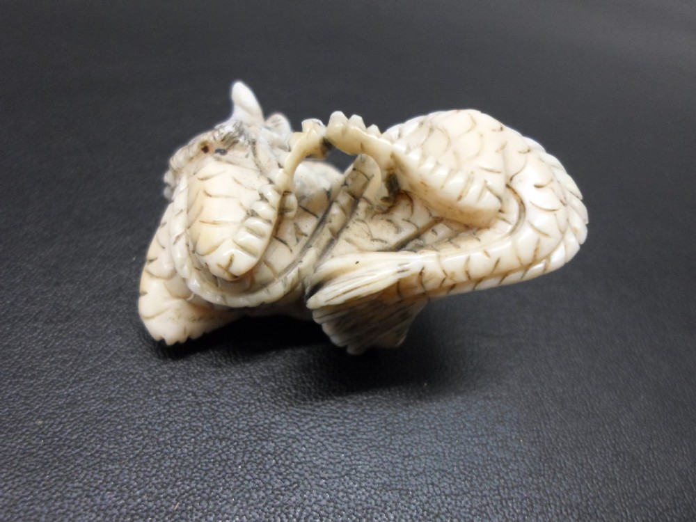 JAPANESE IVORY NETSUKE DRAGON AND RAT  View IV