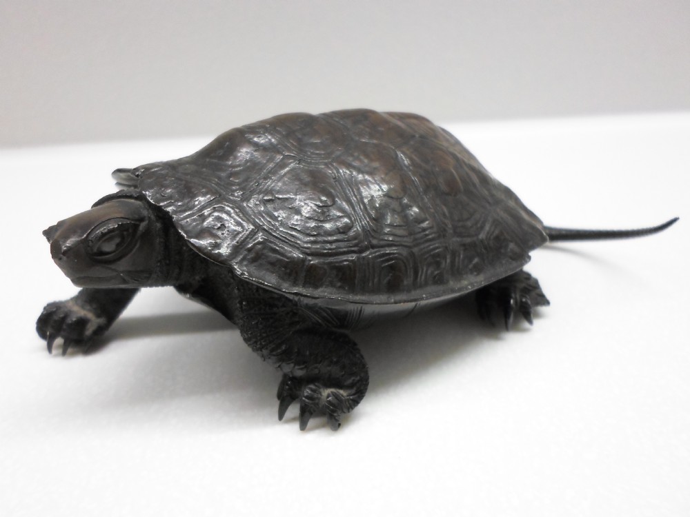 FANTASTIC QUALITY JAPANESE BRONZE OKIMONO TERRAPIN SIGNED MEIJI PERIOD.