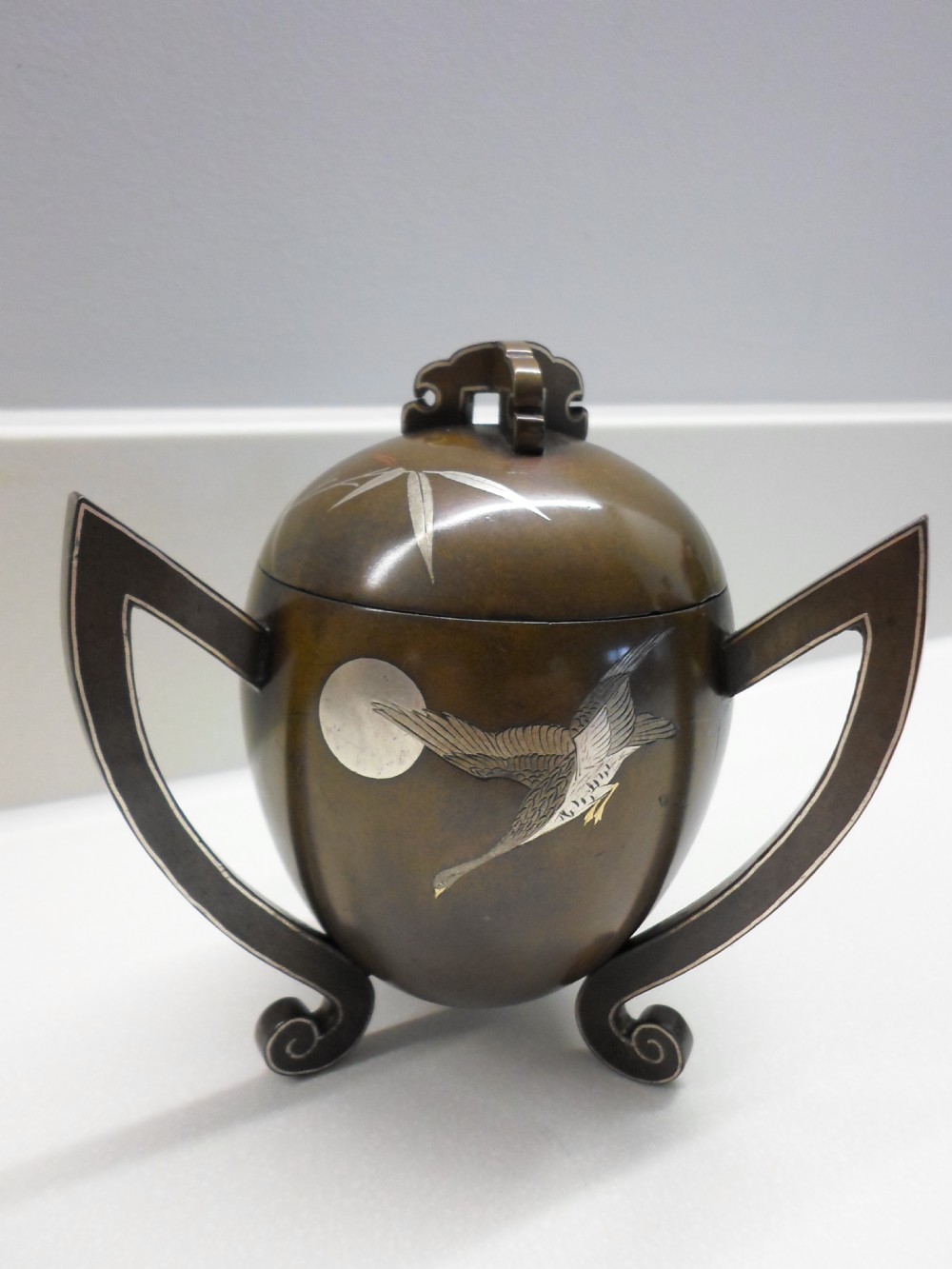  JAPANESE BRONZE SILVER INLAID KORO BY HATTORI  NOGAWA View II