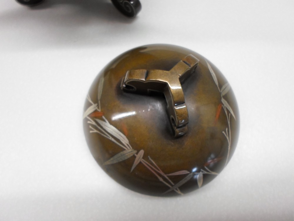  JAPANESE BRONZE SILVER INLAID KORO BY HATTORI  NOGAWA View VIII