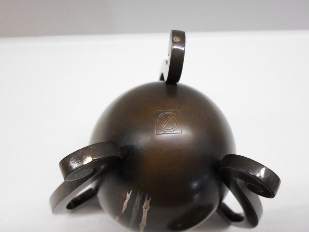  JAPANESE BRONZE SILVER INLAID KORO BY HATTORI  NOGAWA View IX