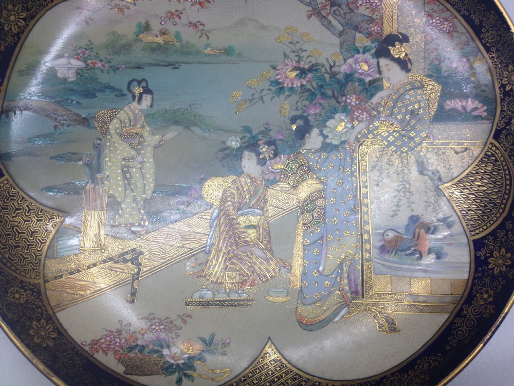 SUPERB QUALITY LARGE JAPANESE SATSUMA PLATE- SIGNED View VI