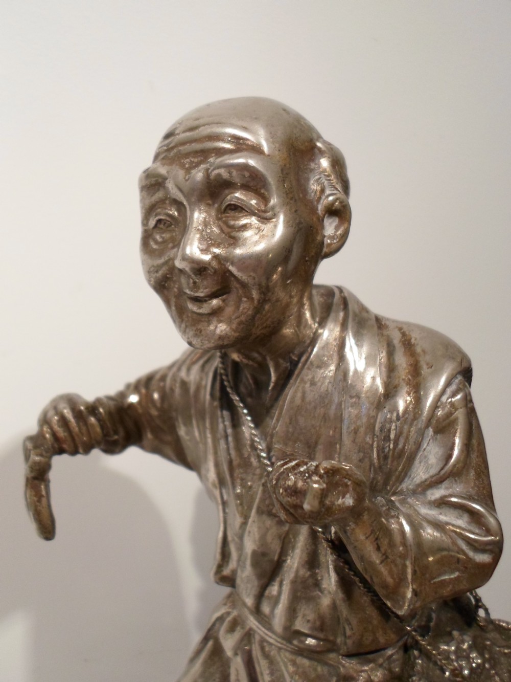 FINE QUALITY JAPANESE SILVERED OKIMONO ON STAND - SIGNED View V