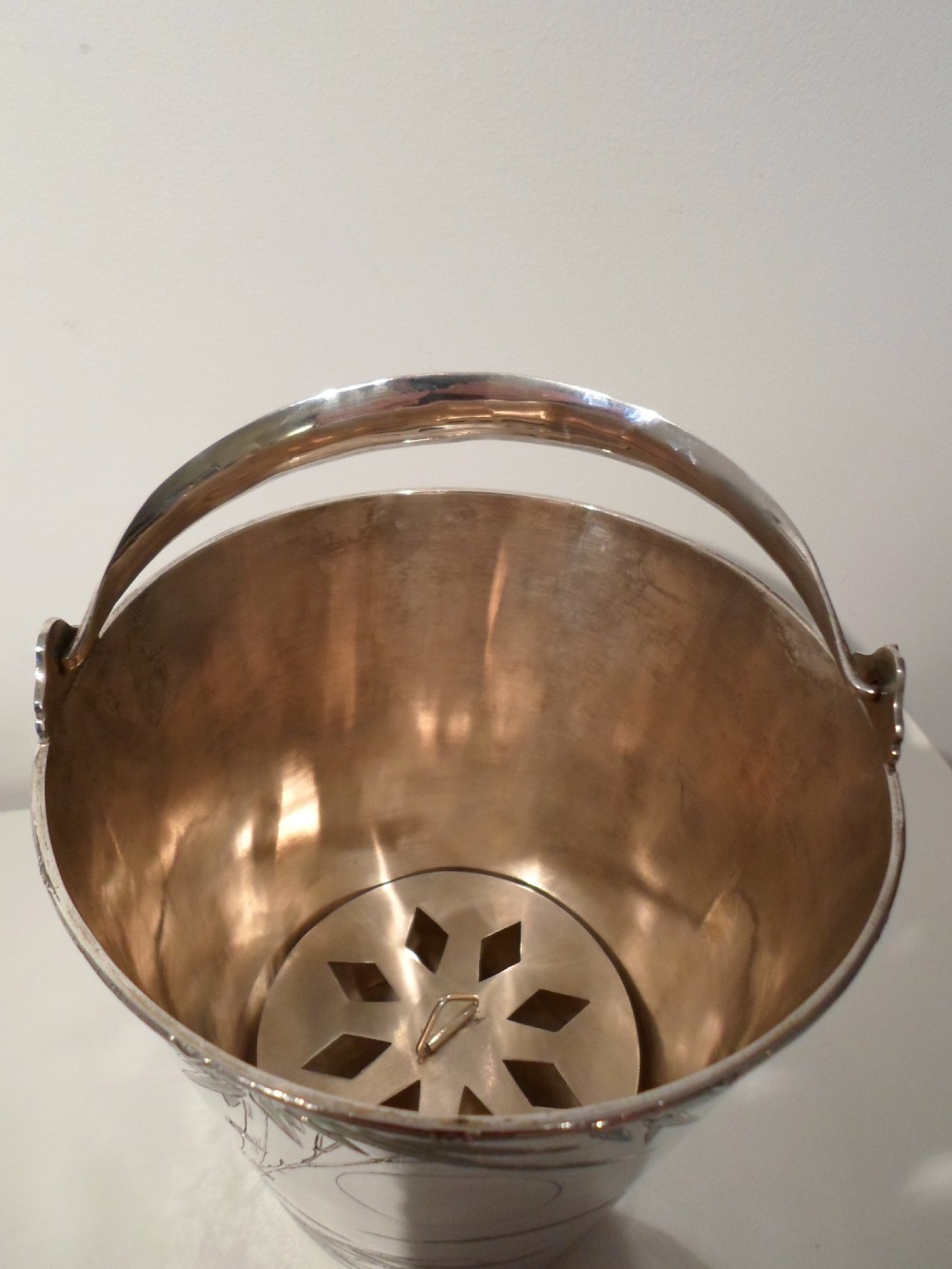  CHINESE SILVER & ENAMEL ICE BUCKET AND TONGS View VI
