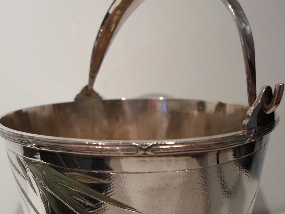  CHINESE SILVER & ENAMEL ICE BUCKET AND TONGS View VII