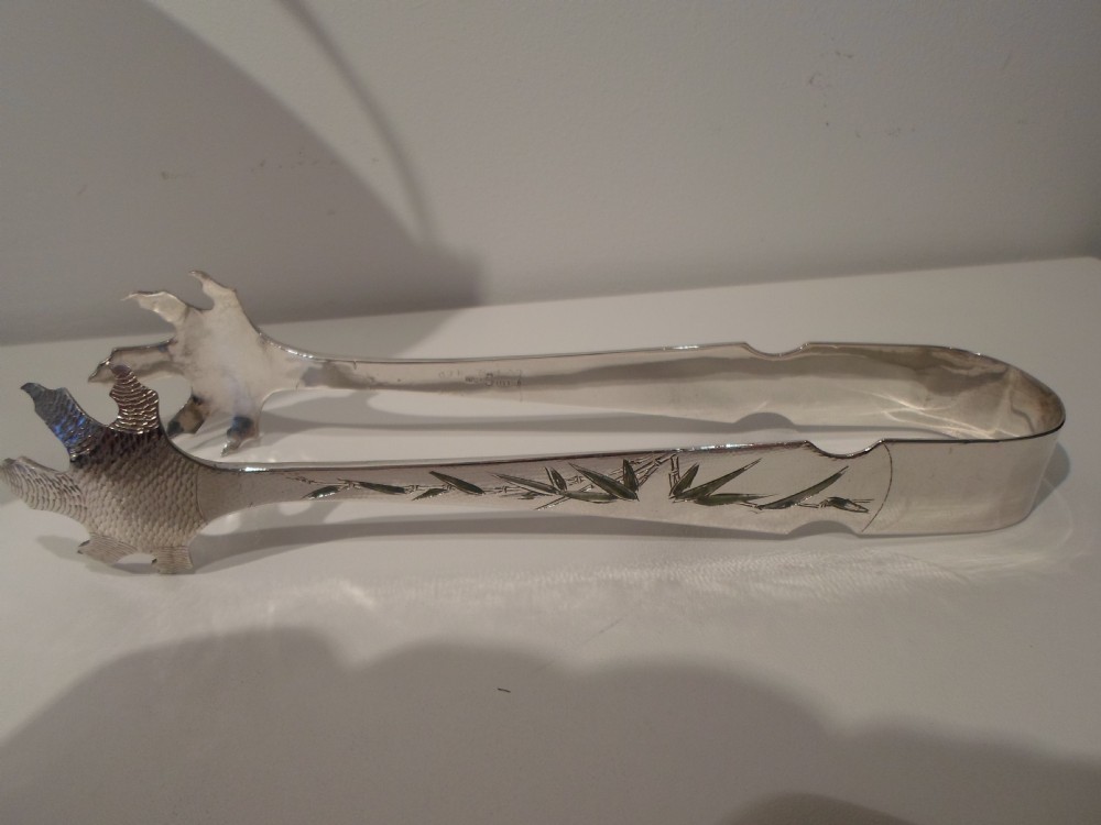  CHINESE SILVER & ENAMEL ICE BUCKET AND TONGS View VIII