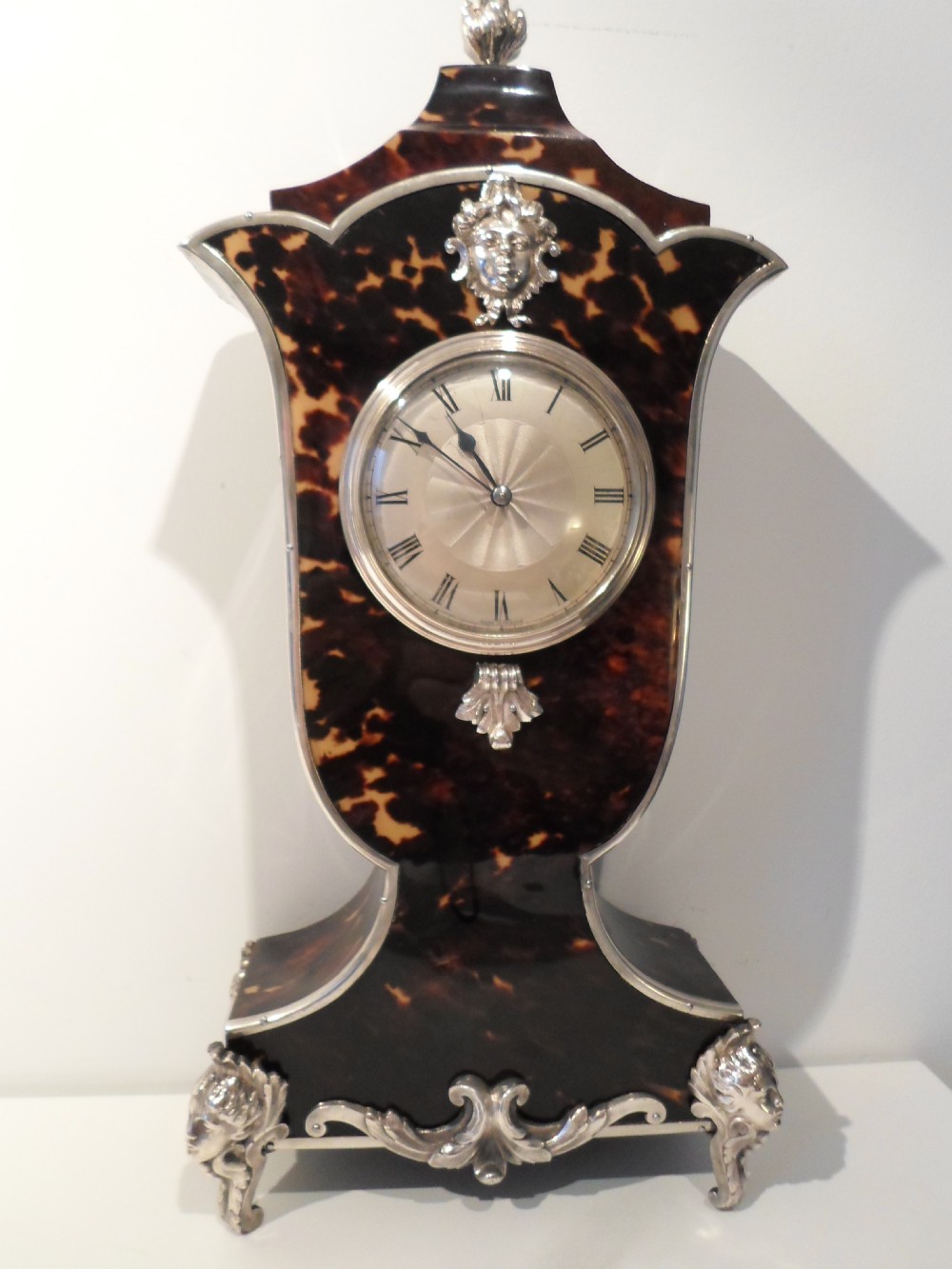 FABULOUS LARGE EDWARDIAN TORTOISESHELL MANTLE CLOCK  View III