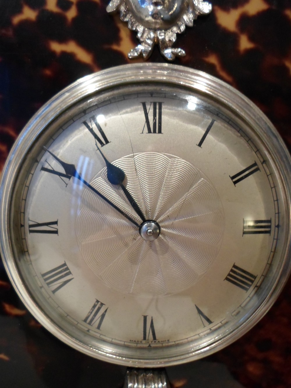 FABULOUS LARGE EDWARDIAN TORTOISESHELL MANTLE CLOCK  View IX